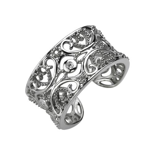 4061861144537 - Fingerring JOBO Fingerringe Gr 50 Silber 925 (Sterlingsilber) silberfarben (silber 925 weiß) Damen offen 925 Silber mit 3 Zirkonia