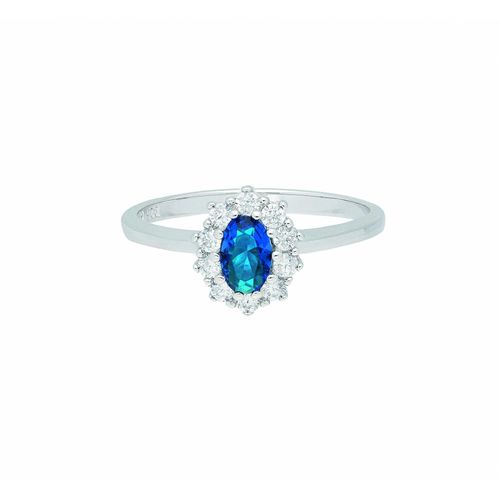 4045361685356 - Silberring ADELIA´S 925 Silber Ring mit Zirkonia Fingerringe Gr 50 Silber 925 (Sterlingsilber) blau Damen mit Zirkonia Silberschmuck für