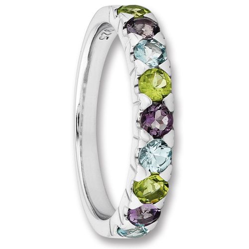 4067551164861 - Silberring Amethyst & Peridot Blau Topas Ring aus 925 Silber Fingerringe Gr 52 Silber 925 (Sterlingsilber) silberfarben (silber) Damen Silber Schmuck