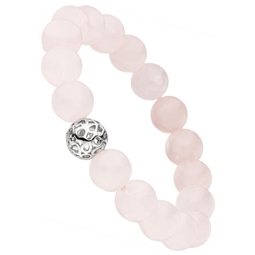 4061861163842 - Armband JOBO Armbänder Gr Silikon rosa Damen mit Rosenquarz und 925 Silber