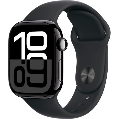 0195949563898 - Smartwatch APPLE Watch Series 10 Aluminium Smartwatches Gr 42 mm Cellular S M Sport Band schwarz (schwarz schwarz)