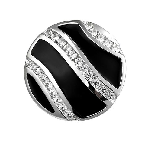 4061861190459 - Ketten-Anhänger JOBO Anhänger mit schwarzer Emaille und 24 Zirkonia Schmuckanhänger Gr Silber 925 (Sterlingsilber) silberfarben (silber 925 weiß) Damen Anhänger 925 Silber rhodiniert