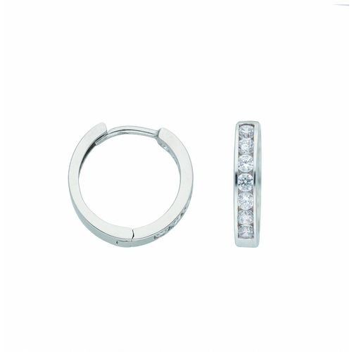 4045361727384 - Paar Ohrhänger ADELIA´S 585 Weißgold Ohrringe Creolen mit Zirkonia Ø 136 mm Gr Damen Weißgold 585 silberfarben (silber) Damen Ohrhänger mit Zirkonia Goldschmuck für