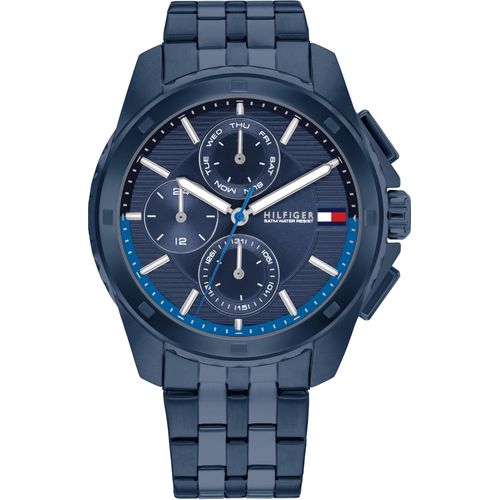 7613272578448 - Multifunktionsuhr TOMMY HILFIGER WALKER Armbanduhren blau Herren Hochzeitsmode Quarzuhr Armbanduhr Herrenuhr Datum 1224-Stunden-Anzeige