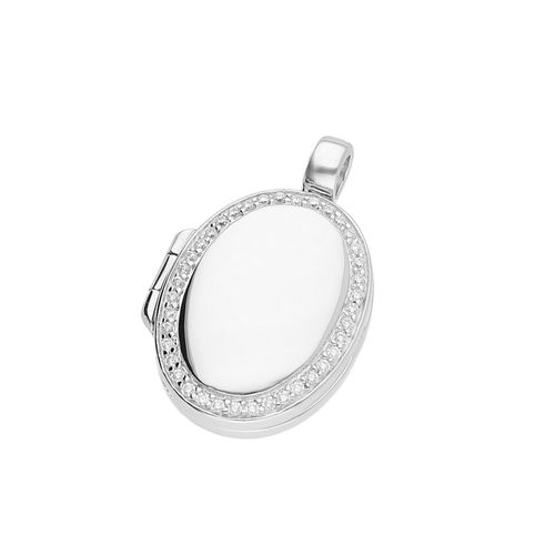 4007810710002 - Medallion-Anhänger GIORGIO MARTELLO MILANO Medaillon oval mit Zirkonia Silber 925 Schmuckanhänger Gr Onesize Silber 925 (Sterlingsilber) silberfarben (silber) Damen Anhänger