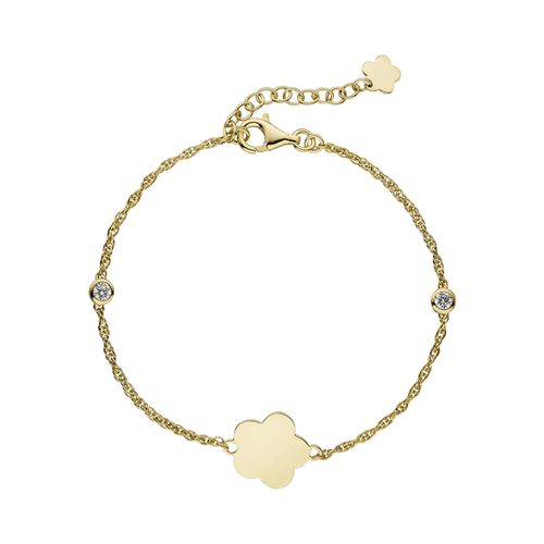 4061861131513 - Silberarmband JOBO Blume Armbänder Gr Silber 925 (Sterlingsilber) goldfarben Damen Armbänder 925 Silber vergoldet mit 2 Zirkonia 22 cm 4061861131513 - Silberarmband JOBO Blume Armbänder Gr Silber 925 (Sterlingsilber) goldfarben Damen Armbänder 925 Silber vergoldet mit 2 Zirkonia 22 cm