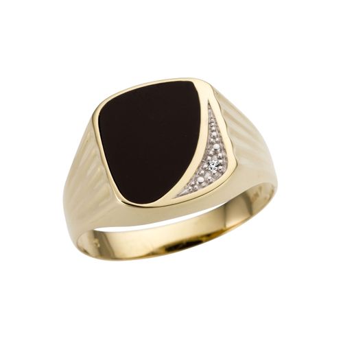 4041633002777 - Siegelring FIRETTI Schmuck Geschenk Gold 333 Herrenring Farbsteinring Onyx Fingerringe Gr 20 001 ct P2 = erkennbare Einschlüsse Gelbgold 333-Diamanten 15 mm goldfarben (gelbgoldfarben silberfarben schwarz weiß schwarz) Herren mit Onyx - Brillant