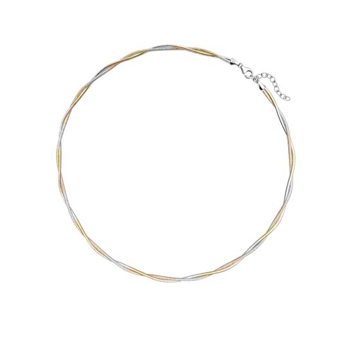 4061861178976 - Kette ohne Anhänger JOBO Geflochten in Bicolor-Optik Halsketten Gr Silber 925 (Sterlingsilber) Länge 49 cm silberfarben (silber 925) Damen 925 Silber vergoldet 49 cm 4061861178976 - Kette ohne Anhänger JOBO Geflochten in Bicolor-Optik Halsketten Gr Silber 925 (Sterlingsilber) Länge 49 cm silberfarben (silber 925) Damen 925 Silber vergoldet 49 cm