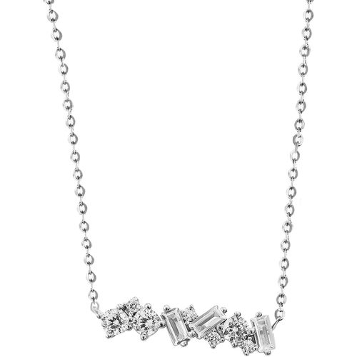 4067377264455 - Kette mit Anhänger FIRETTI Schmuck Geschenk Silber 925 Halsschmuck Halskette Cluster Look Halsketten Gr Silber 925 (Sterlingsilber) Länge 45 cm Breite 1 mm silberfarben (silberfarben kristallweiß) Damen mit Zirkonia (synth)