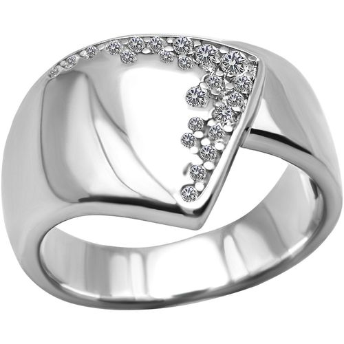 4067377290409 - Fingerring FIRETTI Schmuck Geschenk Silber 925 Damenring Ring asymmetrische Ringschiene Fingerringe Gr 54 Silber 925 (Sterlingsilber) 51 mm silberfarben (silberfarben kristallweiß kristallweiß) Damen mit Zirkonia (synth)