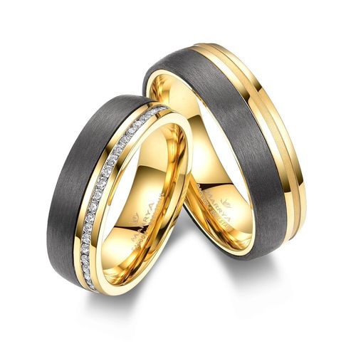4069415272491 - Partnerring MARRYA MARRYA Carbon Ringe Trauringe Eheringe Partnerringe Fingerringe Gr 48 Carbon schwarz (damen ring schwarz gold) Damen