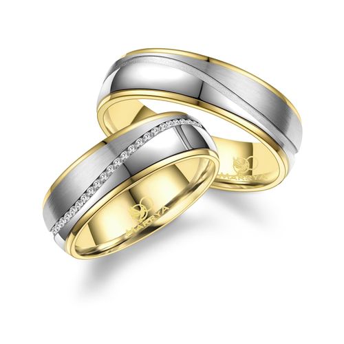 4069415257788 - Partnerring MARRYA MARRYA Edelstahl Ringe Trauringe Eheringe Partnerringe Fingerringe Gr 48 Edelstahl goldfarben (herren ring silber gold) Damen