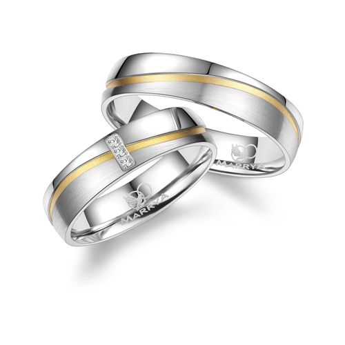 4069415287334 - Trauring MARRYA MARRYA Edelstahl Ringe Trauringe Eheringe Partnerringe Fingerringe Gr 48 Edelstahl goldfarben (herren ring silber gold) Damen