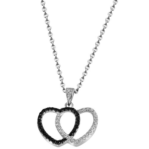 4056779121251 - Kette mit Anhänger FIRETTI Schmuck Geschenk Silber 925 Halsschmuck Halskette Ankerkette Herz Halsketten Gr Silber 925 (Sterlingsilber) Länge 45 cm weiß (silberfarben schwarz kristallweiß) Damen mit Zirkonia (synth)