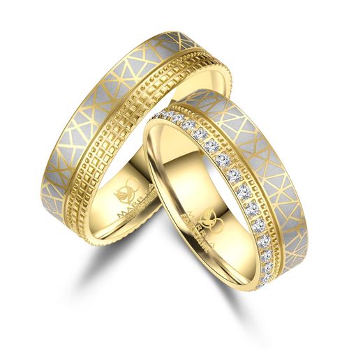 4069415329973 - Verlobungsring MARRYA MARRYA Edelstahl Ringe Trauringe Eheringe Partnerringe Fingerringe Gr 48 Edelstahl goldfarben (herren ring silber gold) Damen