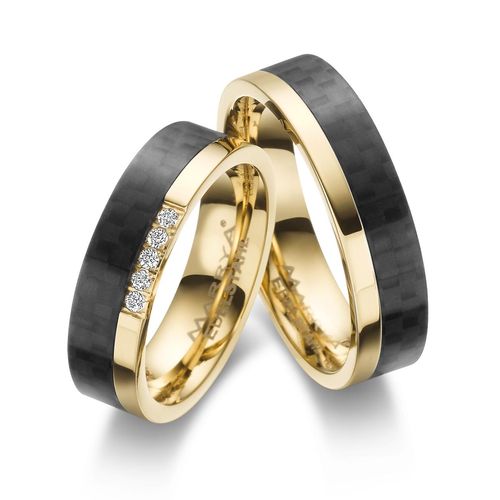 4069415289673 - Trauring MARRYA MARRYA Edelstahl Ringe Trauringe Eheringe Partnerringe Fingerringe Gr 48 Edelstahl schwarz (herren ring gold schwarz) Damen