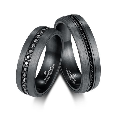 4069415319561 - Verlobungsring MARRYA MARRYA Carbon Ringe Trauringe Eheringe Partnerringe Fingerringe Gr 48 Carbon schwarz (damen ring schwarz) Damen