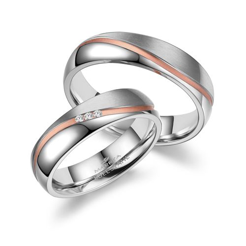 4069415286283 - Trauring MARRYA MARRYA Edelstahl Ringe Trauringe Eheringe Partnerringe Fingerringe Gr 48 Edelstahl rosegold (damen ring silber rosé) Damen