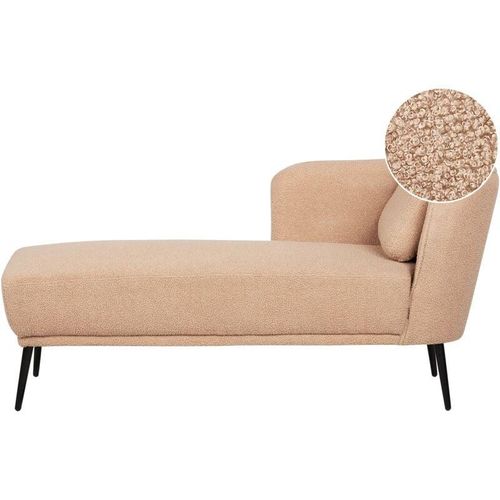 4255664883421 - Beliani - Chaiselongue Rechtsseitig Beige Bouclé-Stoffbezug mit Armlehne Kissen Schwarzes Metallgestell Retro-Design Liegesofa Recamière Longchair