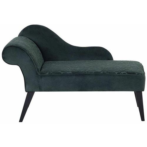 4251682207959 - Beliani - Chaiselongue Linksseitig Dunkelgrün Blättermuster Samtstoff Modern