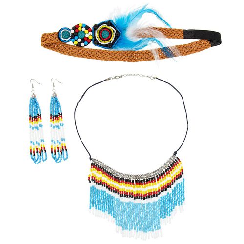 8003558957200 - Schmuck-Set Indianer 4-teilig blau gelb