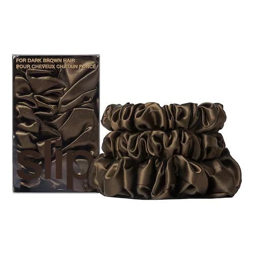 0810046984420 - Slipsilk - Back To Basics - Haargummis Aus Reiner Seide Für Dunkelbraunes Haar - -scrunchies Midi   Large Dark Brown