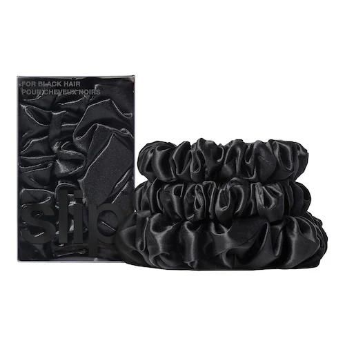 0810046984437 - Slipsilk - Back To Basics - Haargummis Aus Reiner Seide Schwarz - -scrunchies Midi   Large Black