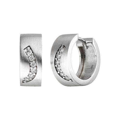 4061861146555 - Paar Creolen JOBO Ohrringe Gr Silber 925 (Sterlingsilber) silberfarben (silber 925 weiß) Damen 925 Silber matt mit 12 Zirkonia