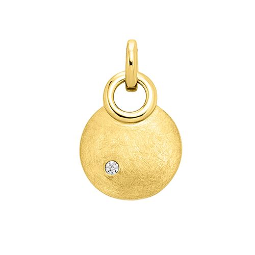 4006046419925 - Ketten-Anhänger Gold 585 mattiert mit Brillant 002ct Schmuckanhänger Gr ONE-SIZE 002 ct SI = kleine Einschlüsse Gold 14 g gelb Damen