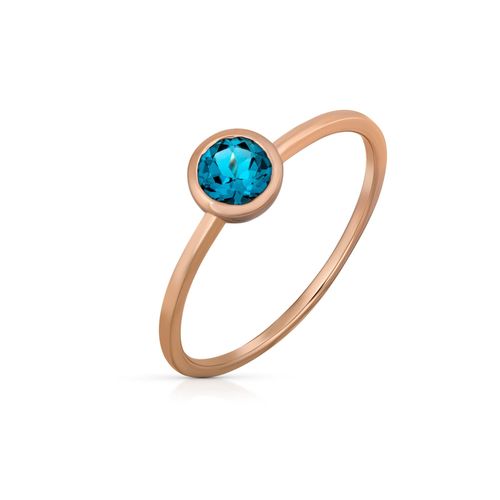 4006046347044 - Fingerring 585 Gold Roségold Blautopas rund Fingerringe Gr 058 (185) Gold rot (rot blau) Damen Fingerringe