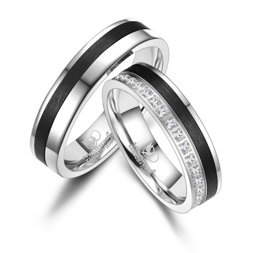 4069415283428 - Trauring MARRYA MARRYA Carbon Ringe Trauringe Eheringe Partnerringe Fingerringe Gr 48 Carbon schwarz (damen ring schwarz silber) Damen