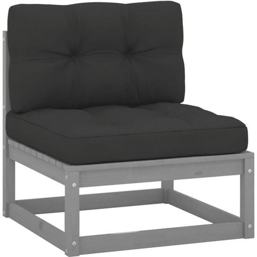 8720286355404 - Bonnevie - Garten-Mittelsofa mit Anthrazit KissenGartensofa Grau Massivholz Kiefer vidaXL