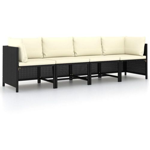 8720286166840 - Bonnevie - 4-Sitzer-GartensofaLounge-Sofa mit Auflagen Schwarz Poly Rattan vidaXL