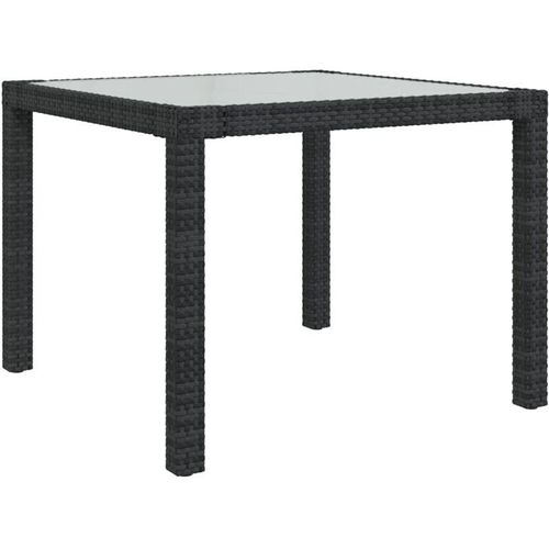 8720286666340 - Bonnevie - GartentischTerrassentisch 90x90x75 cm Gehärtetes Glas Poly Rattan Schwarz vidaXL