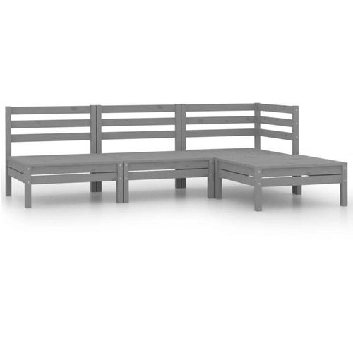 8720286659335 - Bonnevie - 4-tlg Garten-Lounge-SetGartenmöbel-Set Massivholz Kiefer Grau vidaXL