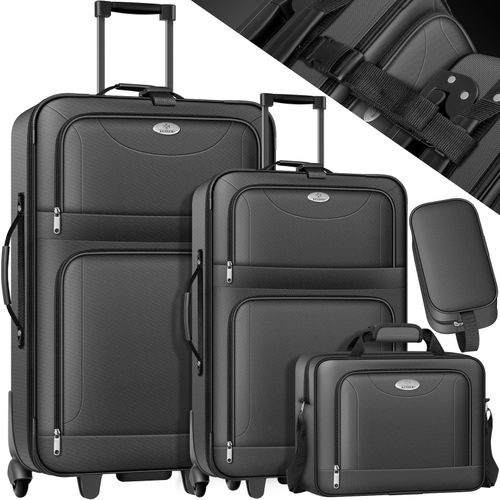 4255598326506 - KESSER® 4tlg Trolley Kofferset Reisekoffer Set mit Rollen Komplettes Business 4er Set S M L XL Netzfach Rollen Teleskopgriff Koffer Reisetaschen Stoffkoffer Handgepäck