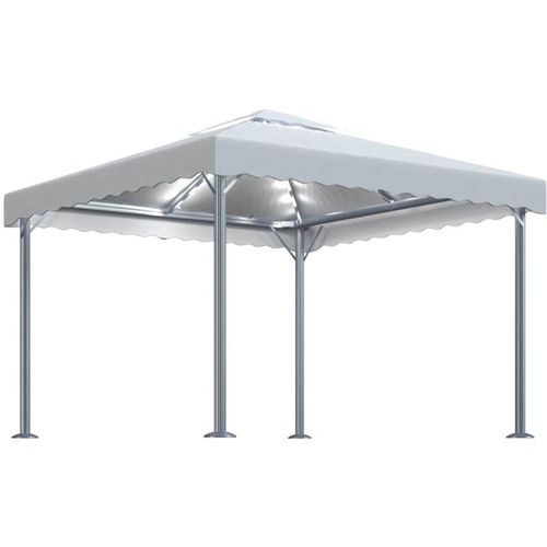 8720286366066 - Bonnevie - Pavillon mit LED-Lichterkette 300x300 cm Cremeweiß Aluminium vidaXL594077