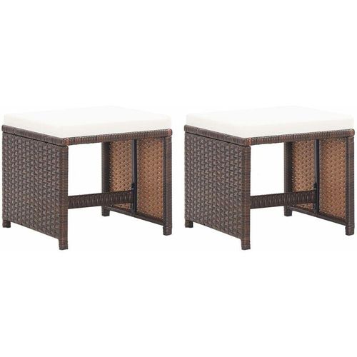 8719883755038 - Bonnevie - Gartenhocker 2 Stk mit Sitzkissen Poly Rattan Braun vidaXL299242