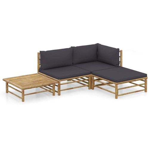 8720286191804 - Bonnevie - 4-tlg Garten-Lounge-SetGartenmöbel-Set mit Dunkelgrauen Kissen Bambus vidaXL