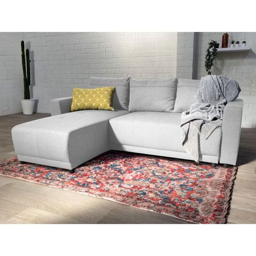 3701061733711 - Bestmobilier - Pilea - ecksofa beidseitig montierbar 4-sitzer - schlaffunktion und bettkasten - aus stoff - grau