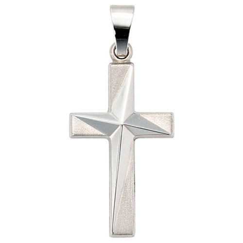 4061861027335 - Kreuz-Anhänger JOBO Anhänger Kreuz Schmuckanhänger Gr Weißgold 375 weiß (weißgold 375) Damen 375 Weißgold