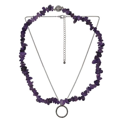 4039787015958 - Kette mit Anhänger STEUER Set Amethyst-Splitterkette und Anhänger Halsketten Gr 44cm und 54cm Metall lila Damen