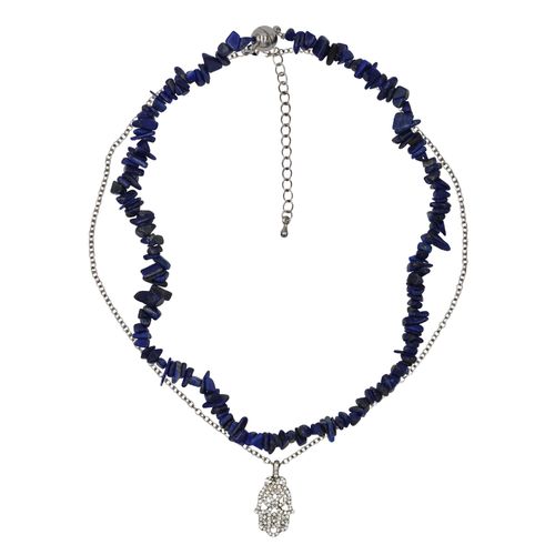 4039787015941 - Kette mit Anhänger STEUER Set Lapislazuli-Splitterkette und Anhänger Halsketten Gr 45cm und 49cm Metall blau Damen