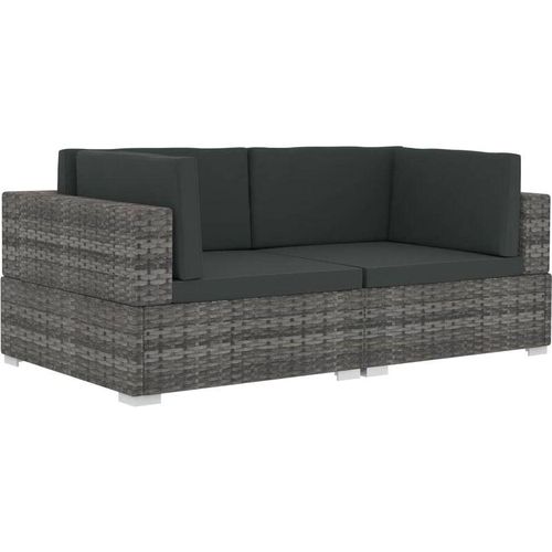 8719883759210 - Bonnevie - Ecksofas 2 Stk mit Auflagen Poly Rattan Grau vidaXL906161