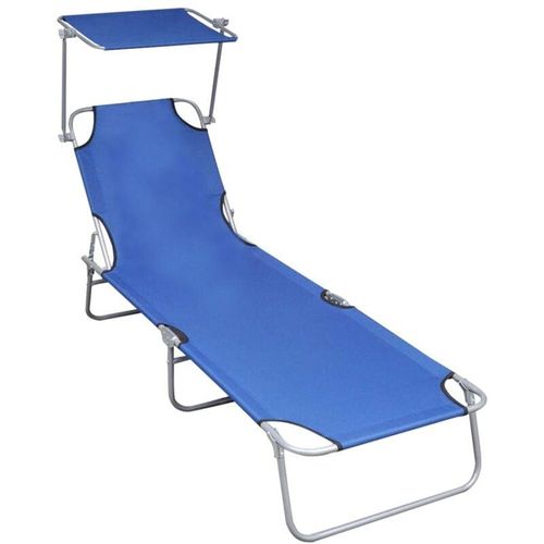 8719883741987 - Klappliege mit Sonnenschutz Blau Aluminium vidaXL - Blau