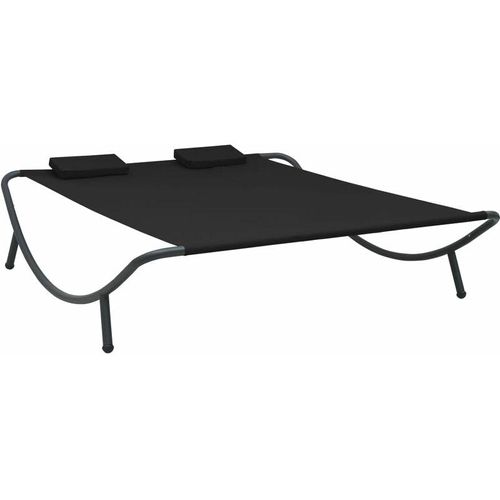 8720286137567 - Bonnevie - Garten-SonnenliegeLiegestuhl Stoff Schwarz vidaXL