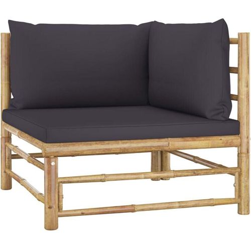 8720286188101 - Bonnevie - Garten-Ecksofa mit Dunkelgrauen Kissen Bambus vidaXL930290