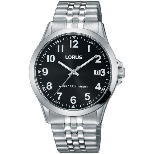 4894138331008 - Quarzuhr LORUS Armbanduhren silberfarben (silberfarben schwarz) Damen Armbanduhr Herrenuhr Damenuhr Datum Edelstahlarmband