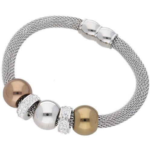 4007810241636 - Armband JACQUES CHARREL mit Kristallsteinen tricolor Edelstahl Gr 20 cm Edelstahl rosegold (silber rosé vergoldet silber vergoldet) Damen Armbänder