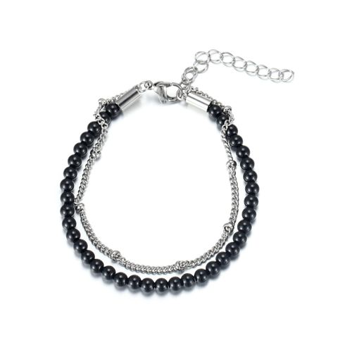 4250269357728 - Fußkette FIRETTI Schmuck Geschenk Körperschmuck Anlass Geburstag Weihnachten Fußkettchen Gr Edelstahl schwarz (edelstahlfarben schwarz schwarz) mit Türkis Achat oder Dumortierit